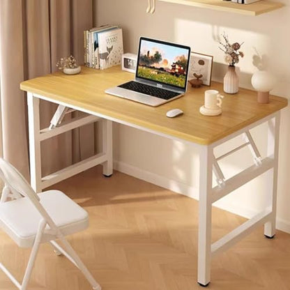 47.2 Inch Folding Table，Square Folding Desks for Small Space,Small Foldable Desk No Assembly - color: Frame：white/Board：teak, size: 47.2" x 23.6"