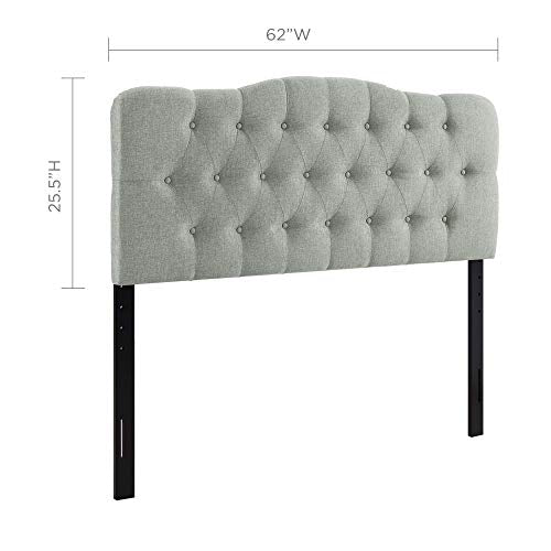 Ergode Annabel Button Tufted Linen Fabric Upholstered Queen Headboard | Tranquil Haven | Soft Tones | Sophisticated Design | Durable Build | Graceful Contours | Enhance Bedroom Ambiance