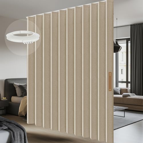 100% Blackout Room Divider Curtains Ceiling Curtain Track Sets Blackout Curtains Ceiling Track for Curtain Flexible Track Curtain Extra Wide(Beige, W180 x L96, 1 Pack) - color: Beige, size: 180"W x 96"L (Pack of 1)