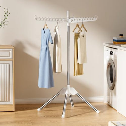 Foldable Clothes Drying Rack, Rotatable Free Standing drying rack , 1 Layer | 360°rotatable foldable clothes drying rack, space-saving 1tier drying rack clothing for indoor balcony use to air-dry clothes - size: 1 tier