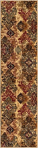 Unique Loom Barista Collection Area Rug - Congencis (2' x 8' Runner, Beige/Blue) - size: 2' x 8' (Rectangular)