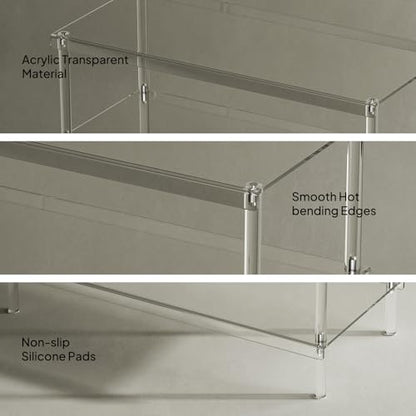 Aquiver 4-Tier Acrylic Shoe Rack - Shoe Rack Organizer - Modern Shoe Storage Shelf, Holds 12-16 Pairs of Shoes for Entryway, Closet - 25.6'' L x 11.8'' W x 28.3'' H, Clear, Easy Assembly & Clean - size: 25.6''L x 11.8''D x 28.3''H