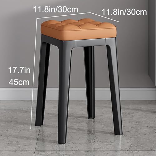 Stackable Chairs, A Set of 4 Dining Chairs with Plastic Legs Portable Upholstered Backless Design Ideal for Restaurants Kitchens - color: Orange