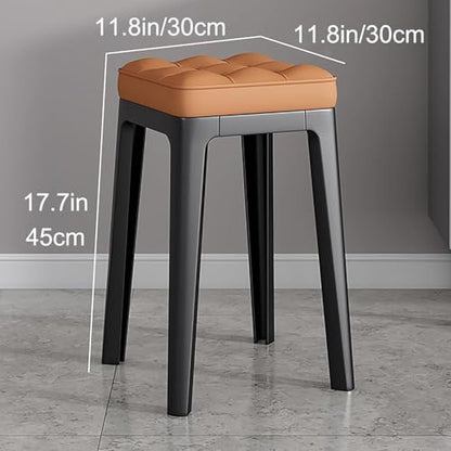 Stackable Chairs, A Set of 4 Dining Chairs with Plastic Legs Portable Upholstered Backless Design Ideal for Restaurants Kitchens - color: Orange