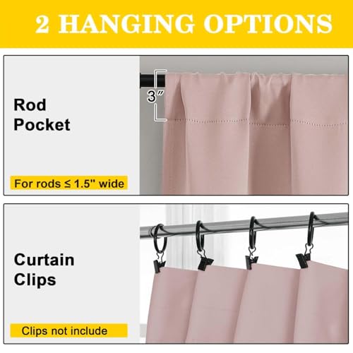 Blush Cafe Blackout Curtains 36 Inch Length 2 Panels Set, Soft Solid Thermal Insulated Room Darkening Small Window Curtains for Kitchen Bathroom Basement, Blush, Each, 40" Wx36 L - color: Blush, size: 40"W x 36"L (Pack of 2)