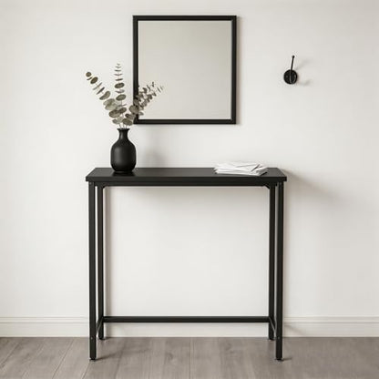 Narrow Entryway Console Table & Sofa Side Table - IndustrialHallway Table for Small Spaces, Behind Couch Table, Multi-Functional Living Room Bedroom Office,Black， 29.5" x 9.4" x 29.5" - color: Black