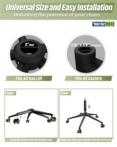 24''(60cm) Criss Cross Home Office Swivel Chair Base Replacement with Rubber Casters, Heavy Duty Desk Chair Reinforced Metal Leg, Universal Caster and Gas Cylinder Size, Matte Black - color: Style B-bundle