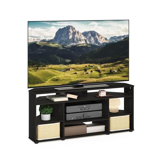 Furinno Jensen TV Stand, 4-Tier Corner Entertainment Center with Storage Shelf, TV Console for TV up to 55 Inch, Open Back, for Living Room, Bedroom, Espresso - color: Espresso, size: For 55" TV, Corner 4-Tier