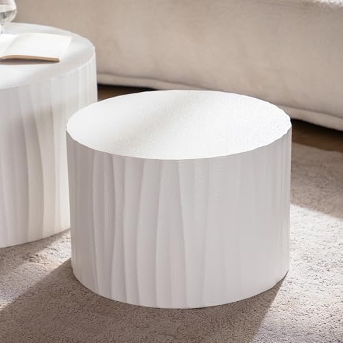 Nesting Coffee Table Set of 2 Round Wooden Coffee Tables Circle Modern Table for Living Room Bedroom Accent End Side Table White - color: 46.45'' White