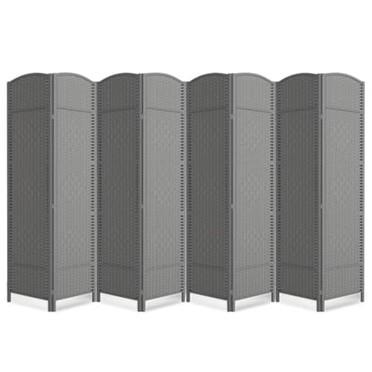 8 Panel Folding Room Divider,Woven Privacy Screen,Grey | Solid wood frame, handcrafted diamond pattern, 6FT tall, extends to 126 inches wide, no assembly required - color: Grey, size: 8-Panel