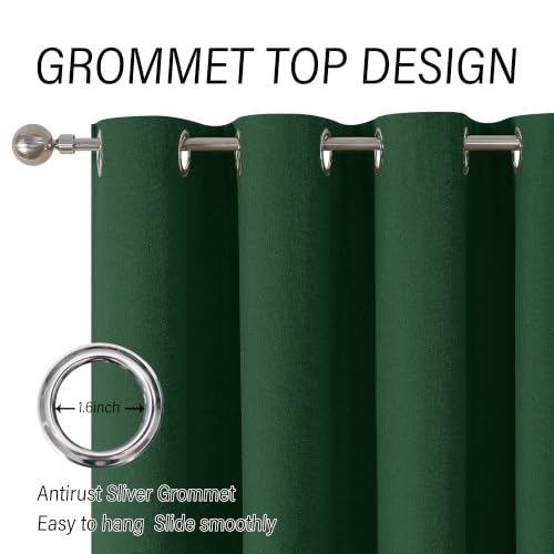 ChrisDowa Dark Green Blackout Curtains 45 Inches Long 2 Panels for Bedroom | Room Darkening,Light Blocking,Thermal Insulated,Faux Linen,Farmhouse,Grommet,Window Treatment,Drapes,Living Room,52x45 - color: Dark Green, size: 52"W x 45"L (Pack of 2)