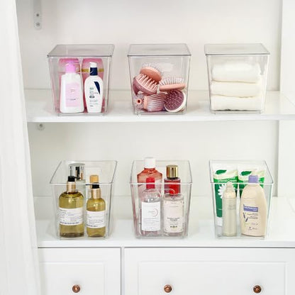 Vtopmart 6 Pack Clear Stackable Storage Bins with Lids, XLarge | BPA-free Plastic, Organize Vertically, For Pantry Kitchen Fridge Cabinet Closet Bathroom, Built to Last, Easy to Move - size: XL(13"L x 7.4"W x 7"H)