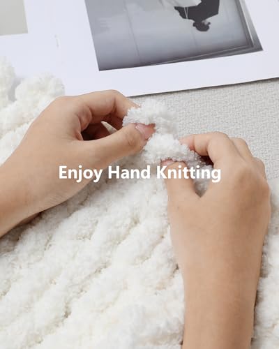 Cozyful Chunky Yarn for Hand Knitting, #9 Thick Jumbo Big Chunky Yarn for Crocheting, Super Chunky Knit Blanket Yarns, Large Chunky Chenille Yarns, 8 Pack (30 yds 8 oz Each Skein), Cream - color: Cream