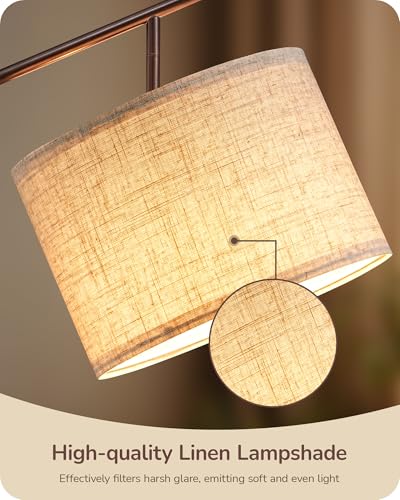 EDISHINE 64.7IN Brown Floor Lamp for Living Room with Remote, Standing Lamp | Foot Pedal Switch, 5CCT, Dimmable, Bulb Included, Adjustable Head, Sturdy Base, Modern for Living Room, Bedroom - color: Brown Linen