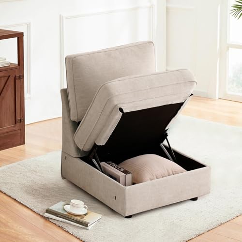 Middle Seat with Storage, Modular Sofa Couch, Beige - color: Beige, size: Middle Seat