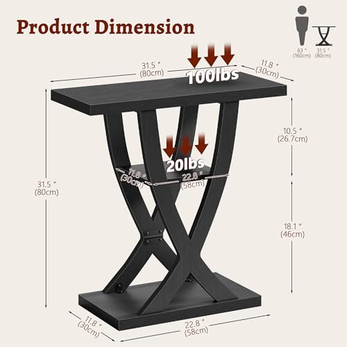 FAVOOSTY Entryway Table, 3 Tier Hallway Table, Console Tables for Living Room, Narrow Entrance Table with Storage, Sofa Table Behind Counch, Accent Table for Entry Foyer, Black - color: Black