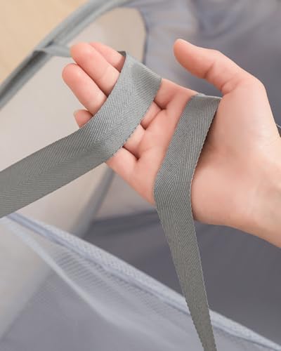 Collapsible Laundry Basket Foldable Pop-Up Mesh Hamper with Compartments and Handles, Breathable Clothes Organizer BLC733-03 - color: Grey, size: 22.83'' * 14.17'' * 14.17''