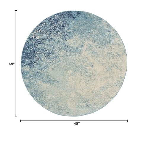 Nourison Home Passion 4' x Round Navy Light Blue Fabric Modern Area Rug (4' Round) - color: Navy Light Blue, size: 4' (Round)