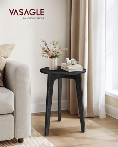 VASAGLE MAEZO Collection - Small Side Table, Round End Table, Nightstand with Tapered Legs, Curved Transitions, for Small Spaces, Living Room, Bedroom, Charcoal Gray ULET237BA01S - color: Charcoal Gray