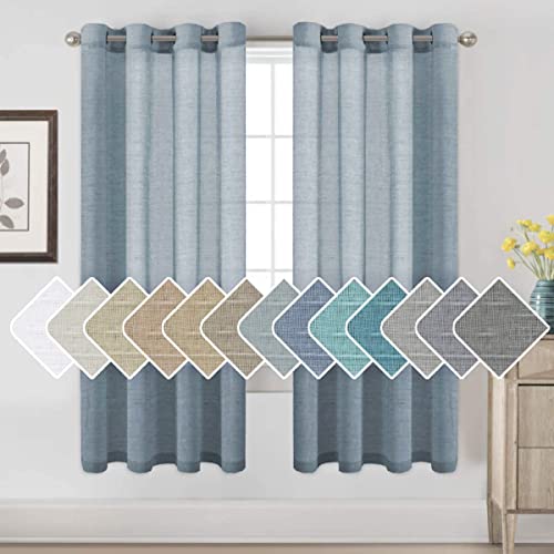 H.VERSAILTEX Linen Semi Sheer Curtains 72 inch Length Energy Saving Easy Care Privacy Protection Nickel Grommet Window Panels/Drapes for Nursery Room/Living Room (Set of 2, Denim) - color: Denim, size: 52"W x 72"L (Pack of 2)