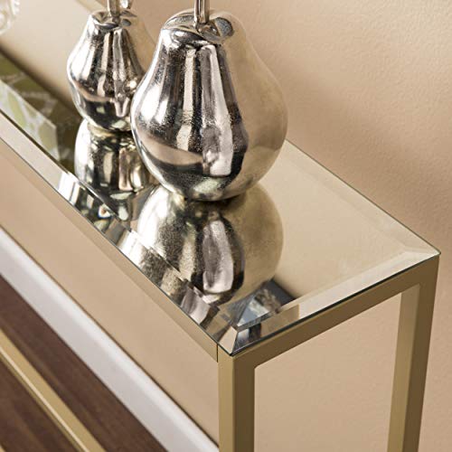 SEI Furniture Darrin Narrow Mirrored Top Console Table, 56", Metallic Gold - size: 56"
