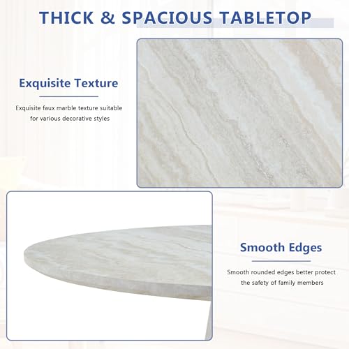 45" Round Dining Table for 4,Grey Faux Marble Dining Room Table,Modern Round Dinner Table,Small Round Dining Table with Pedestal Base,for Dining Room Kitchen - color: 45'' Grey
