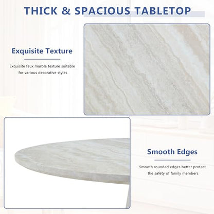 45" Round Dining Table for 4,Grey Faux Marble Dining Room Table,Modern Round Dinner Table,Small Round Dining Table with Pedestal Base,for Dining Room Kitchen - color: 45'' Grey