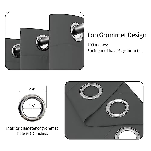 Easy-Going Thermal Grommet Blackout Curtains, 1 Panels 100x84 in, Grey | Washable Grommet Top Window Drapes for Bedroom and Living Room, Noise Reduction, Room Darkening - color: Grey, size: 100"W x 84"L (Pack of 1)