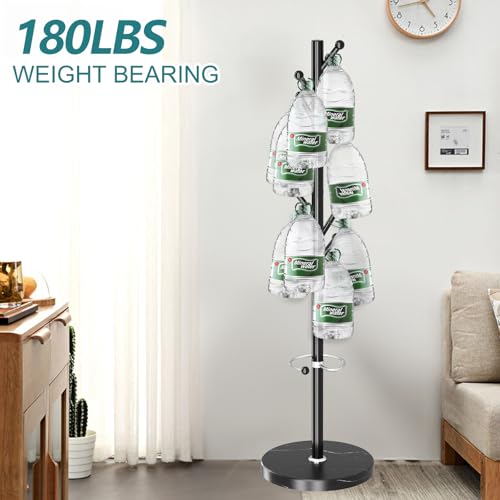 OIRUMIE Coat Rack,Metal Coat Rack Frestanding,Black Coat Stand for Entryway | Coat Rack Stand with Marble Base & Umbrella Holder,Modern Coat Hanger Stand,Coat Clothes Tree Stand for Hallway - color: Black-8 Hooks