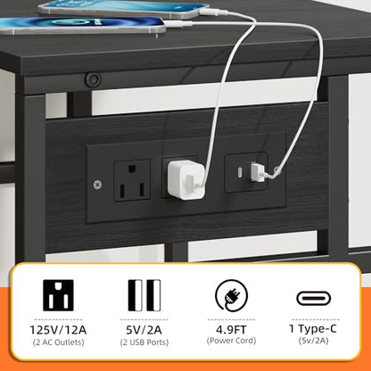 YAOHUOO 3 Tier Large Printer Stand with Power Outlet/Adjustable Shelf | 22"x15" Large Top,Fit 2-3 printers,Rolling Cart with Wheels,Table for Home Office,Fit 3D Printer/Heat Press/Laser,Black - color: Black, size: 22"×15"