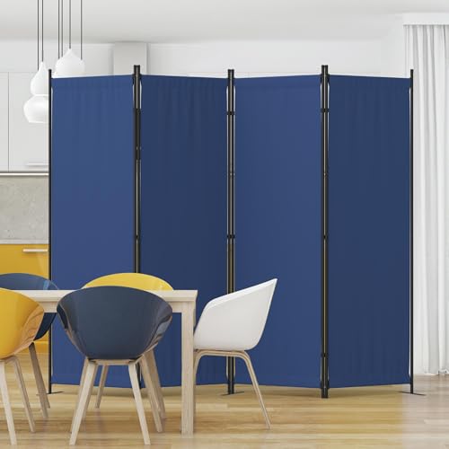 Partition Room Divider 4 Panel Portable Wall with 3 Wider Feet | Folding Room Divider 6FT Privacy Wall Indoor as Dressing Screen for School Office Children's Separate Rooms,Blue - color: Blue, size: 4 Panel Basic