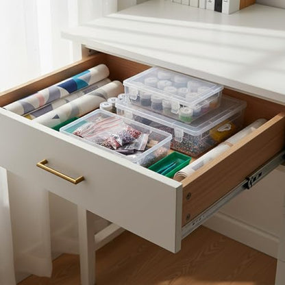 Stackable Clear Plastic Storage Bins with Lids, Transparent PP Organizer Boxes for Drawers, Shelves, and Desktops - size: 10.2 x 6.81 x 2.44 in