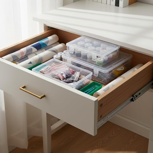 Stackable Clear Plastic Storage Bins with Lids, Transparent PP Organizer Boxes for Drawers, Shelves, and Desktops - size: 10.2 x 6.81 x 2.44 in