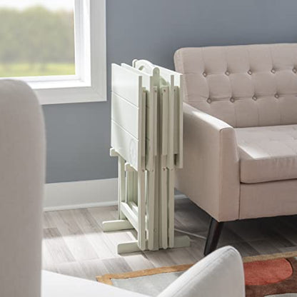 Linon Home Décor Atlas Compass Set Tray Table, Gray - color: Light Gray