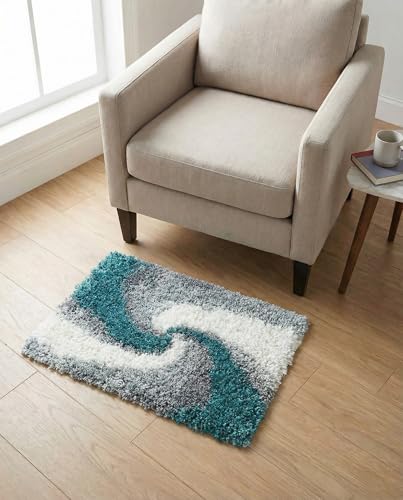 Rugs.com - Soft Touch Shag Rug – 2' x 3' 1 Turquoise Shag Rug – Plush Abstract Swirl for Nurseries, Playrooms, and Bedrooms - color: Turquoise, size: 2' x 3' (Rectangular)