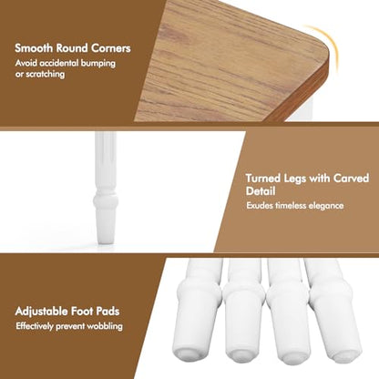 Giantex Rectangular Extendable Dining Table for 4-8 People with Rubber Wood Legs, 220 Lbs Capacity, Large Folding Kitchen Table for Dining Room, Living Room, Small Space, Dinner, Dinette