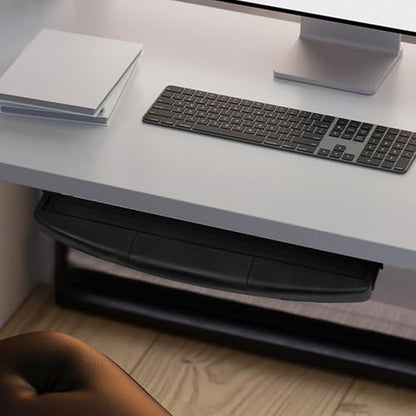 Cabilock Under Desk Keyboard Tray Mount System with Slide-Out Drawer for Office Desk Space-Saving Abs Keyboard Holder with Sturdy Wear-Resistant Material Compact Organizer for Computer
