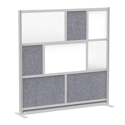 Room Divider for Office Privacy – Modular Freestanding Partition with Whiteboard, PET Acoustic Panel, and Frosted Acrylic, Workflow Multi-Functional Wall, Gray Frame, Easy Assembly (70” x 70”) - size: 70" x 70"