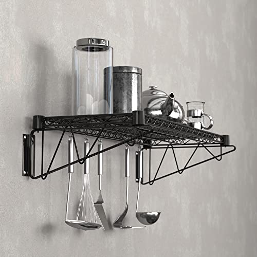 14" x 36" Black Epoxy Wire Wall Mount Shelf - color: Black, size: 14" x 36"