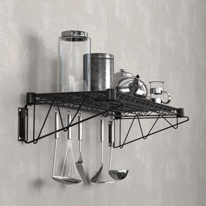 14" x 36" Black Epoxy Wire Wall Mount Shelf - color: Black, size: 14" x 36"