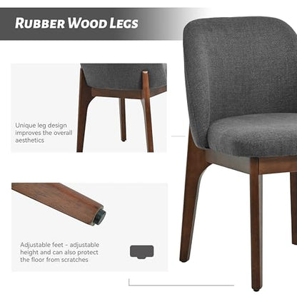 VKNOW Upholstered Wood Dining Chairs Set of 6 with Modern Fabric, Dark Grey | Modern Dining Room Chairs with Wood Legs, Kitchen Chairs for Restaurant, Living Room, No Wobble - color: Dark Grey-brown Leg, size: 6 PCS