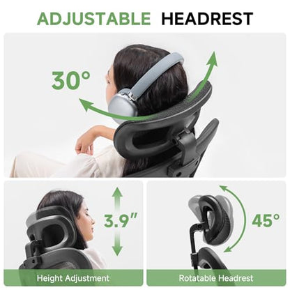 GTPLAYER Office Chair, Home Ergonomic Desk Chair with High Back Mesh, Mesh Office Computer Desk Chairs with Adjustable Lumbar Support, Rolling Work Swivel Task Chairs with 3D Armrests and Headrest - color: Black