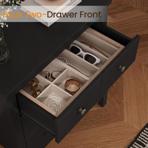 RoyalCraft Black 3 Drawer Nightstand, 27" H End Table with Storage, Modern Bedside Table with Drawers, Night Stands for Bedroom, Entryway, Hallway - color: Black