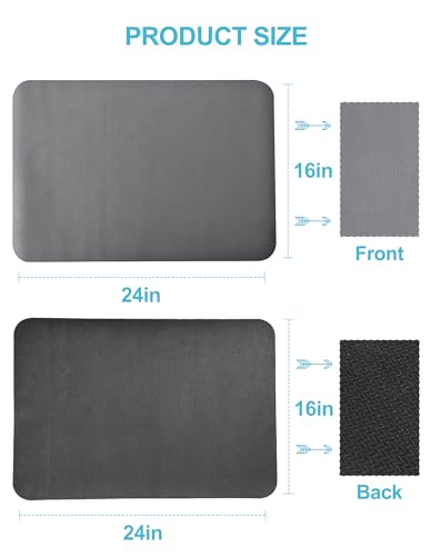 Dish Drying Mat for Kitchen Counter, 16"x24" Pad with Rubber Backed (Grey) | Hide Stain Anti Absorbent for Kitchen Counter, Non-slip Drying Mat for Coffee Machine Dish Rack - size: 16" x 24"