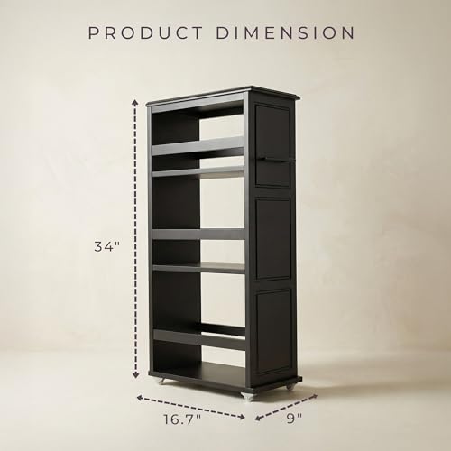 Lavish Home 3 Tier Slim Utility Rolling Storage Cart, Black, 16.7”W x 9”D | Narrow Rolling Cart Storage Organizer with Handle and Wheels for Bathroom, Laundry Room, and Kitchen, Pull-Out Home Organizer - color: Black, size: 16.7”W x 9”D