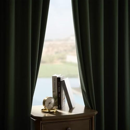 Joydeco Dark Olive Velvet Curtains 63 inch Length 2 Panels, Luxury Blackout Rod Pocket Thermal Insulated Window Curtains, Super Soft Room Darkening Drapes for Living Room Bedroom,W52 x L63 inches - color: Rod Pocket | Dark Olive Green, size: 52"W x 63"L (