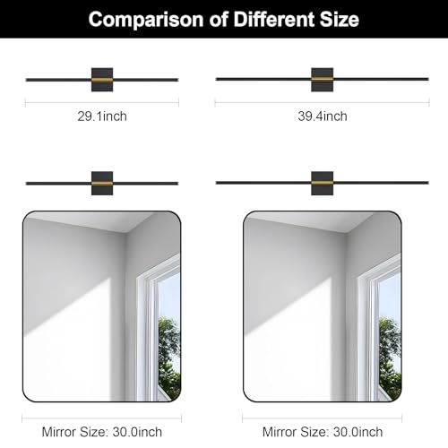 Wall Sconces Set of Two with Remote Control 29.1 in Dimmable Black Gold Battery Operated Wall Lights 350° Ratation 3000K-6000K LED Wireless Rechargeable Sconce for Bathroom Living Room Bedroom - color: Black & Gold, size: 29.1in(2 Pack)