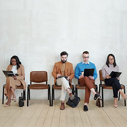 VINGLI 5-Pack Waiting Room Chairs, Stackable Chair for Office, Pu-Rustic | Stacking Chairs, Armless Church Chairs, Space-saving, Guest & Reception, Office Lobby, Business Hall - color: Pu-rustic, size: 5-pack