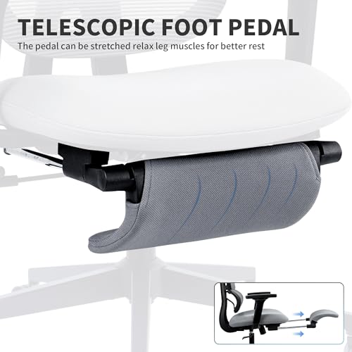 Ergonomic Office Chair with Footrest, 90-135° Reclining High Back Desk Chair with Lumbar Support, 2D Headrest, 4D Armrests, Computer Chair for Long Hours, Dark Grey - color: Dark Grey