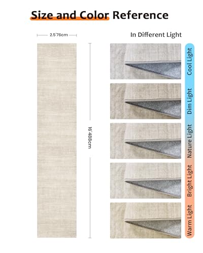 Art&Tuft 2'6"x16 Runner Rug Non Slip, Washable Rug Runners for Hallways,Beige - color: Stripe-beige, size: 2'6" X 16'